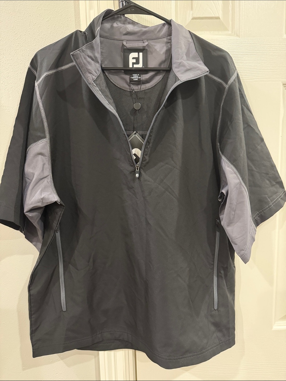 Men’s  FJ Short-Sleeve Half-Zip Golf Pullover - Charcoal/Gray SZ M